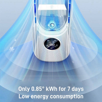 Desk Bladeless Humidification Electric Fan Six Gear Adjustable with LED Light Timing Function(Blue) by buy2fix