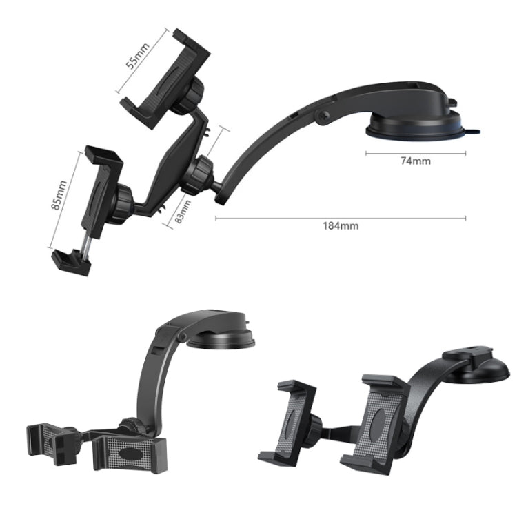 Car Dashboard Suction Cup Double Chuck Mobile Phone Holder(CP-T1) by buy2fix