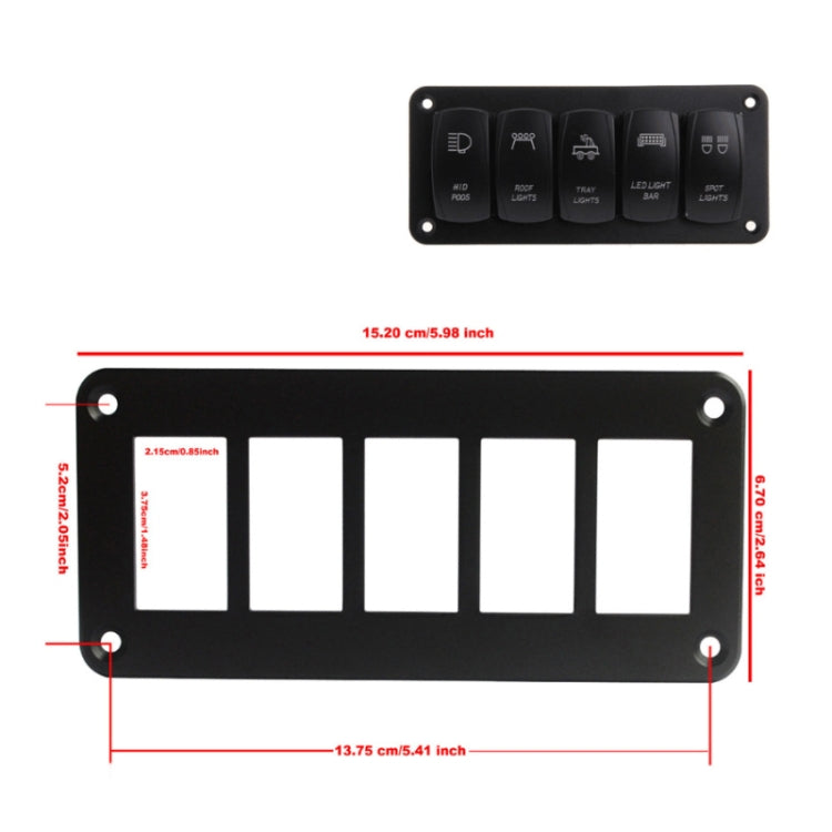 Road Aluminum Rocker Switch Panel Housing Bracket for Narva Type Boats Automotive Switch Parts, Specification: 5 Holes - Car Switches by buy2fix | Online Shopping UK | buy2fix