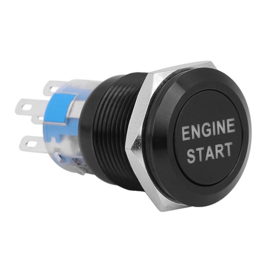 19MM Car Modification One-Button Start Switch Waterproof LED Metal Button(Black) - Car Switches by buy2fix | Online Shopping UK | buy2fix