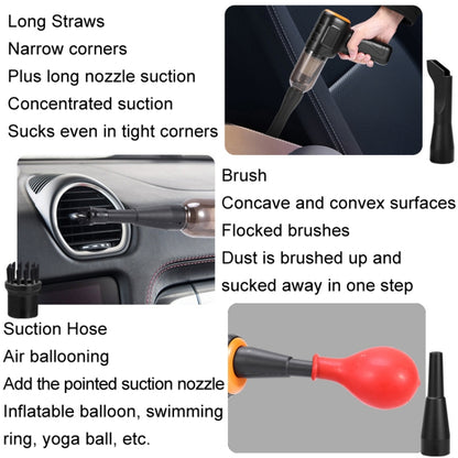 Car Vacuum Cleaner Large Suction Power Wireless Pump Inflatable Blower Handheld Small Vacuum Cleaner, Style: Brush 200W+3 Filters+Air Bag (Black) - Vacuum Cleaner by buy2fix | Online Shopping UK | buy2fix