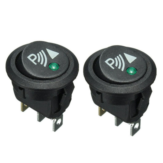 2pcs KCD1-102N Round 3Pin Rocker Switch LED Light 12V Car Modification Reverse Sensor Switch - Car Switches by buy2fix | Online Shopping UK | buy2fix