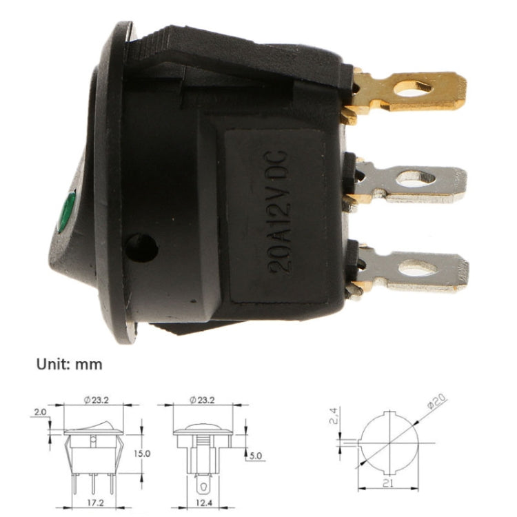 2pcs KCD1-102N Round 3Pin Rocker Switch LED Light 12V Car Modification Reverse Sensor Switch - Car Switches by buy2fix | Online Shopping UK | buy2fix