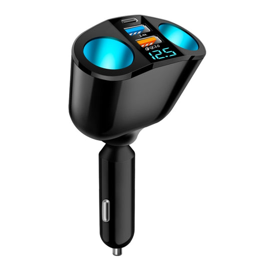 Dual USB Type-C Real-time Digital Display Cigarette Lighter Expansion Car Charger, Model: QC3.0+2.4A Dual A+C - Car Charger by buy2fix | Online Shopping UK | buy2fix