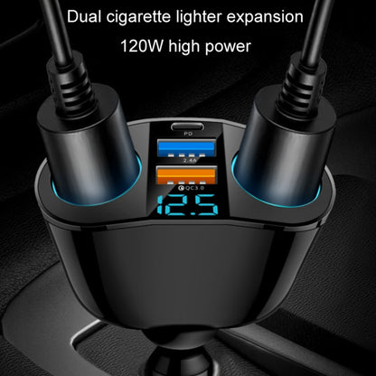 Dual USB Type-C Real-time Digital Display Cigarette Lighter Expansion Car Charger, Model: 66W Dual A+C - Car Charger by buy2fix | Online Shopping UK | buy2fix