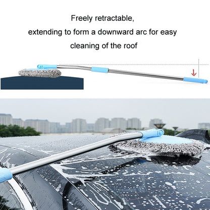 Car Chenille Curved Handle Telescopic Car Wash Soft Bristle Mop(Blue) - Car washing supplies by buy2fix | Online Shopping UK | buy2fix