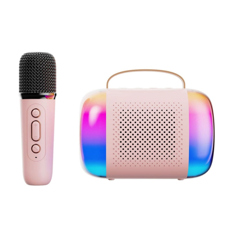 Y5 1 Microphone Portable Bluetooth Speaker Home And Outdoor Wireless Karaoke Audio(Pink) by buy2fix