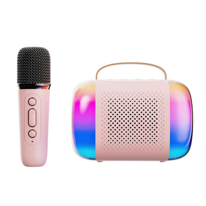 Y5 1 Microphone Portable Bluetooth Speaker Home And Outdoor Wireless Karaoke Audio(Pink) by buy2fix