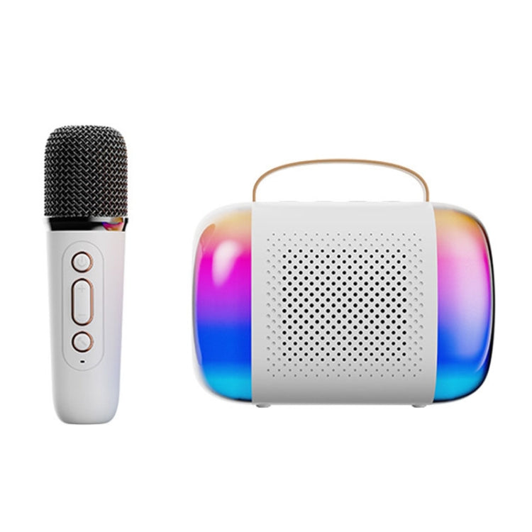 Y5 1 Microphone Portable Bluetooth Speaker Home And Outdoor Wireless Karaoke Audio(White) by buy2fix
