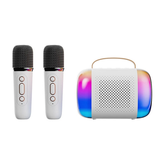 Y5 2 Microphone Portable Bluetooth Speaker Home And Outdoor Wireless Karaoke Audio(White) - Microphone by buy2fix | Online Shopping UK | buy2fix