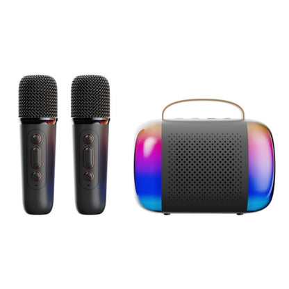 Y5 2 Microphone Portable Bluetooth Speaker Home And Outdoor Wireless Karaoke Audio(Black) by buy2fix