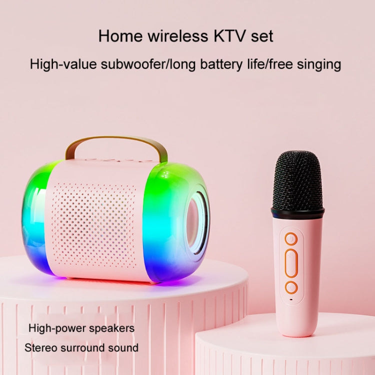Y5 1 Microphone Portable Bluetooth Speaker Home And Outdoor Wireless Karaoke Audio(White) by buy2fix