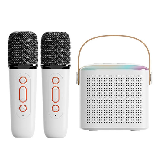 Home Portable Bluetooth Speaker Small Outdoor Karaoke Audio, Color: Y1 White(Double wheat) - Microphone by buy2fix | Online Shopping UK | buy2fix