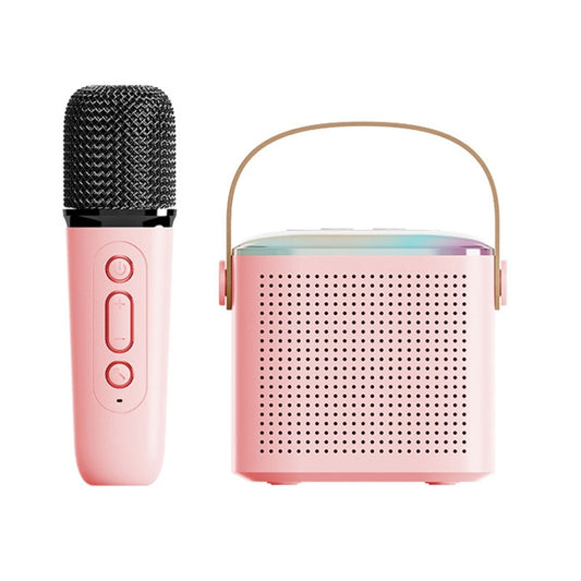 Home Portable Bluetooth Speaker Small Outdoor Karaoke Audio, Color: Y1 Pink(Monocular wheat) - Microphone by buy2fix | Online Shopping UK | buy2fix