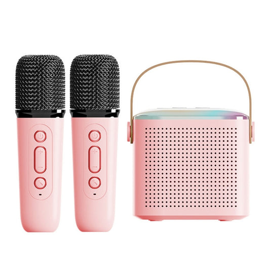 Home Portable Bluetooth Speaker Small Outdoor Karaoke Audio, Color: Y1 Pink(Double wheat) - Microphone by buy2fix | Online Shopping UK | buy2fix