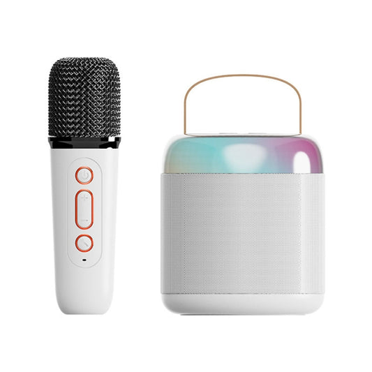 Home Portable Bluetooth Speaker Small Outdoor Karaoke Audio, Color: Y2 White(Monocular wheat) - Microphone by buy2fix | Online Shopping UK | buy2fix