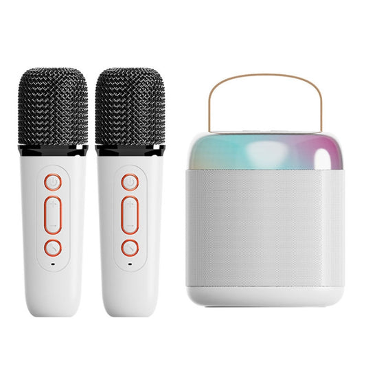 Home Portable Bluetooth Speaker Small Outdoor Karaoke Audio, Color: Y2 White(Double wheat) - Microphone by buy2fix | Online Shopping UK | buy2fix