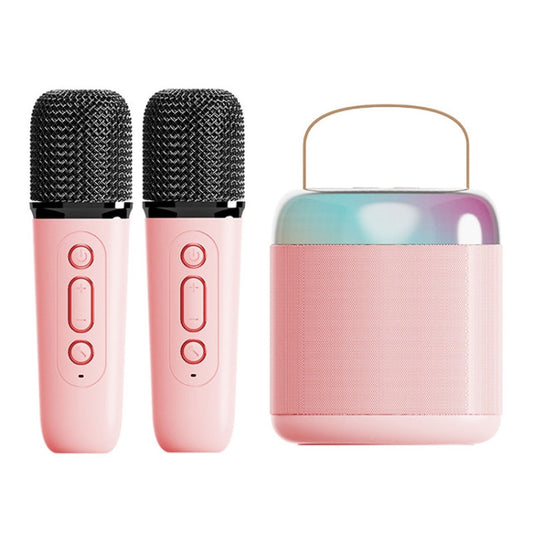Home Portable Bluetooth Speaker Small Outdoor Karaoke Audio, Color: Y2 Pink(Double wheat) - Microphone by buy2fix | Online Shopping UK | buy2fix