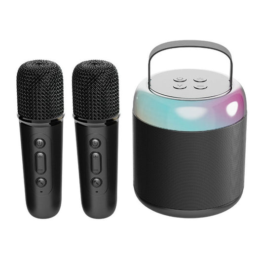 Home Portable Bluetooth Speaker Small Outdoor Karaoke Audio, Color: Y2 Black(Double wheat) - Microphone by buy2fix | Online Shopping UK | buy2fix