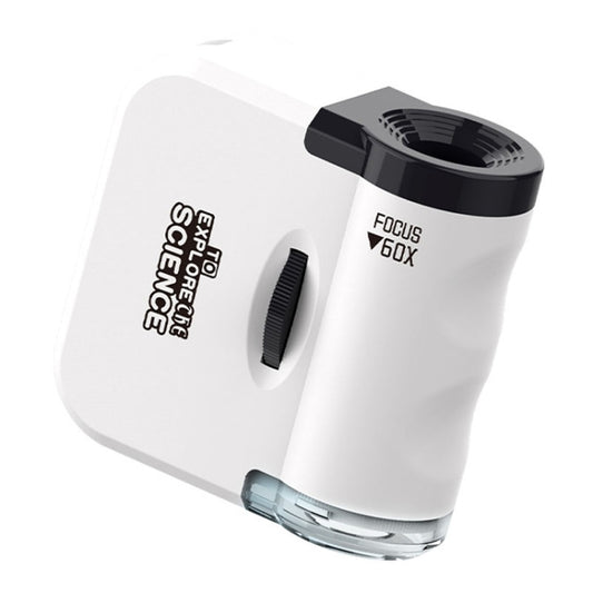 60x Portable Mini Microscope Pendant With LED Lights Outdoor Exploration Observation Fun Kids Toys(White) - Digital Microscope by buy2fix | Online Shopping UK | buy2fix