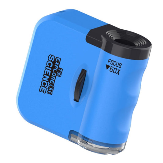 60x Portable Mini Microscope Pendant With LED Lights Outdoor Exploration Observation Fun Kids Toys(Blue) - Digital Microscope by buy2fix | Online Shopping UK | buy2fix
