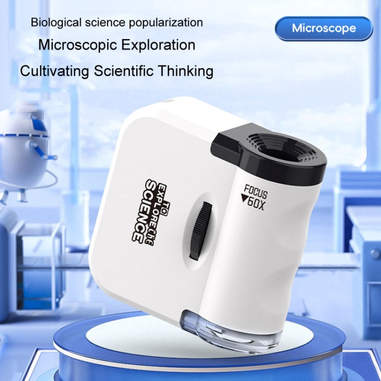 60x Portable Mini Microscope Pendant With LED Lights Outdoor Exploration Observation Fun Kids Toys(Blue) - Digital Microscope by buy2fix | Online Shopping UK | buy2fix