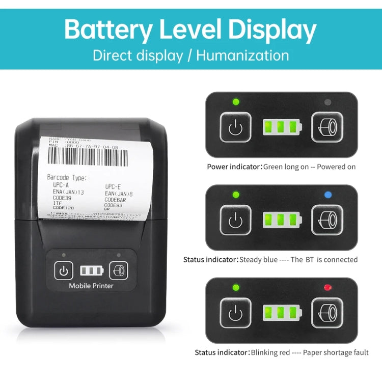 58mm Portable USB Charging Home Phone Bluetooth Thermal Printer(EU Plug) - Receipt Printers by buy2fix | Online Shopping UK | buy2fix