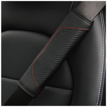 Car Seat Belt Cover Carbon Fiber Leather Auto Seat Shoulder Protection, Style: Black by buy2fix