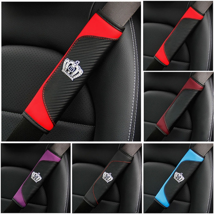 Car Seat Belt Cover Carbon Fiber Leather Auto Seat Shoulder Protection, Style: Crown Black by buy2fix