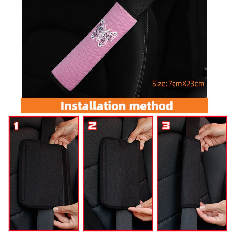 Car Seat Belt Cover Diamond Butterfly Shoulder Strap Cushion Cover 6.5x23cm(Black and Red) by buy2fix