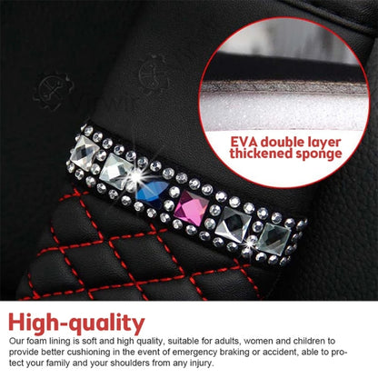 Car Leather Seat Belt Cover Shoulder Pads with Bling Diamonds 6.5x23cm(Black) by buy2fix