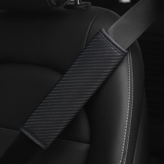 3D Striped Mesh Car Seat Belt Cover Shoulder Pads(Black)