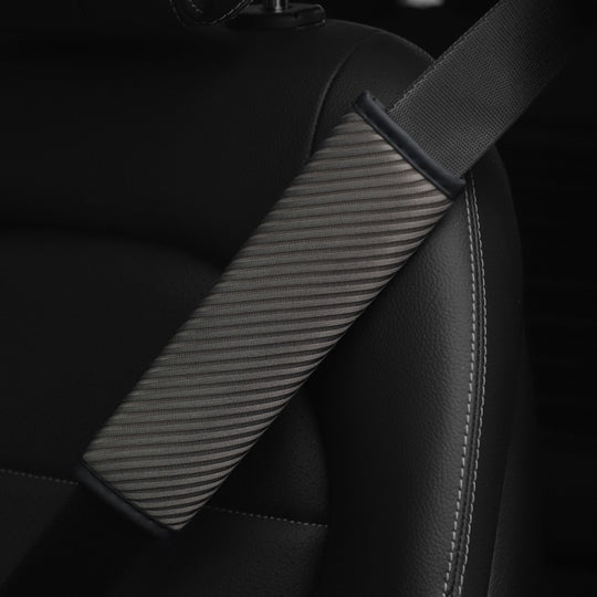 3D Striped Mesh Car Seat Belt Cover Shoulder Pads(Gray)