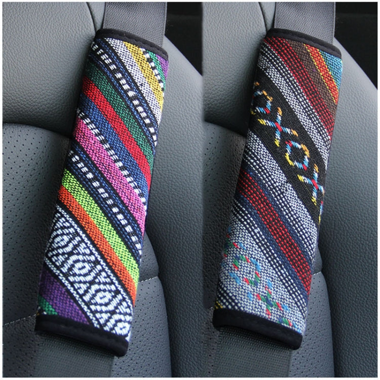 Ethnic Style Linen Car Seat Belt Cover Shoulder Pads(Colorful) by buy2fix