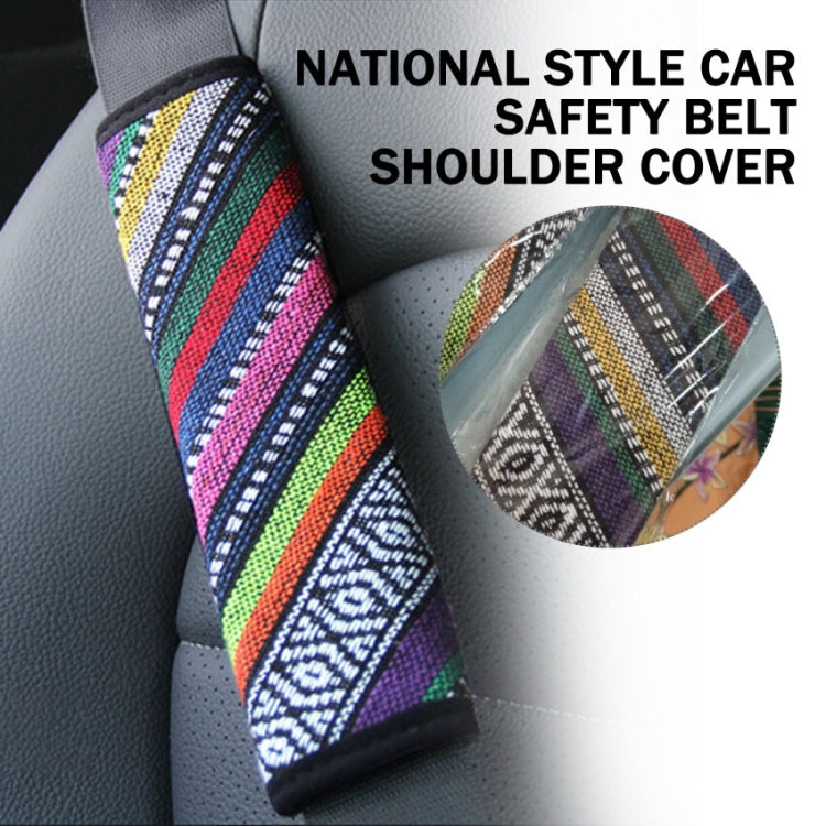 Ethnic Style Linen Car Seat Belt Cover Shoulder Pads(Colorful) by buy2fix