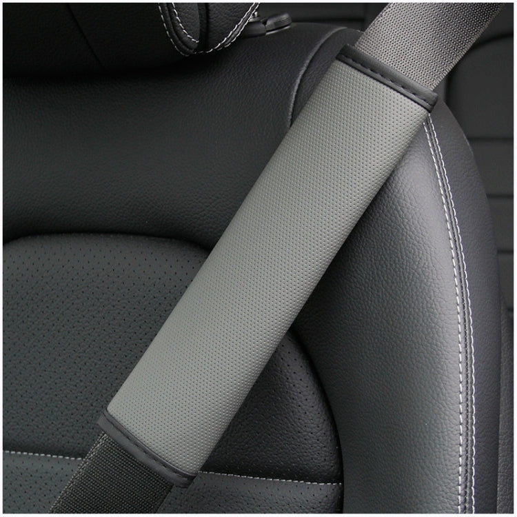 Skin Feeling Car Leather Seat Belt Cover Shoulder Pads 6.5x23cm(Gray) by buy2fix