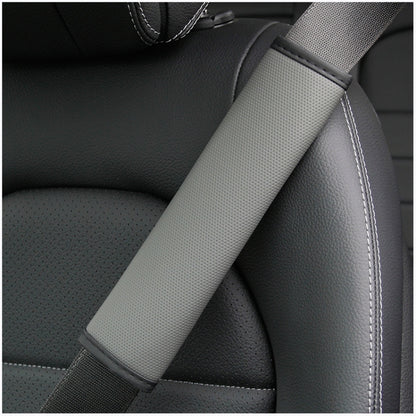 Skin Feeling Car Leather Seat Belt Cover Shoulder Pads 6.5x23cm(Gray) by buy2fix