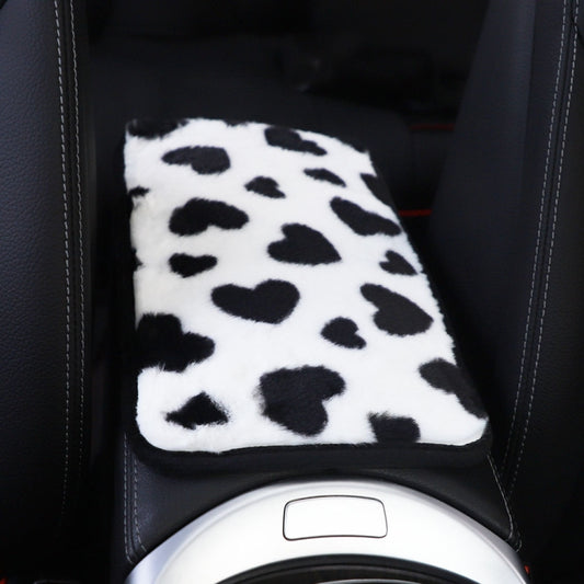 Plush Heart Pattern Car Center Console Cover Mat 32x19cm(Black) - Seat Accessories by buy2fix | Online Shopping UK | buy2fix