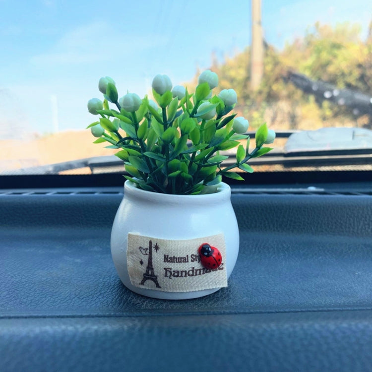 Mini Car Potted Ornaments Decoration Simulated Flower Pots, Style: Lucky Fruit White Bottle by buy2fix