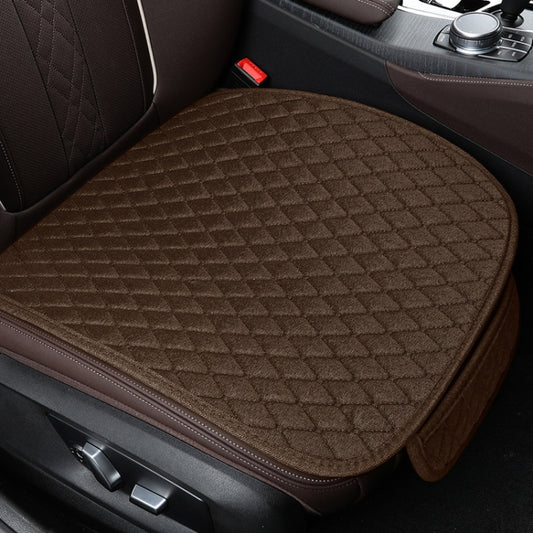 Non-Slip Rhombus Imitation Linen Car Seat Cushion, Color: Brown Front Row by buy2fix