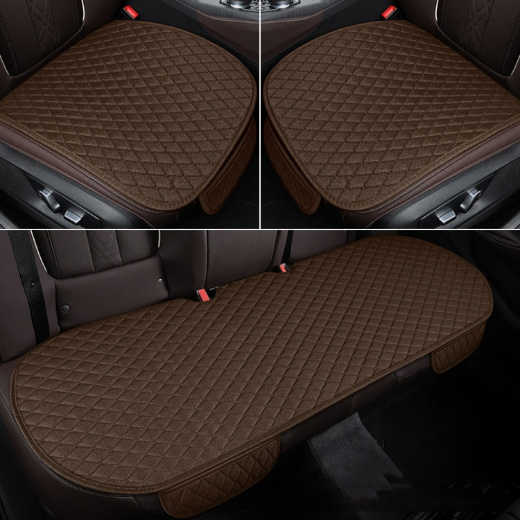 Non-Slip Rhombus Imitation Linen Car Seat Cushion, Color: Brown Front Row by buy2fix