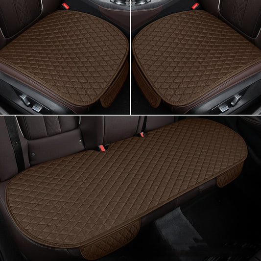 Non-Slip Rhombus Imitation Linen Car Seat Cushion, Color: Brown Front Row by buy2fix