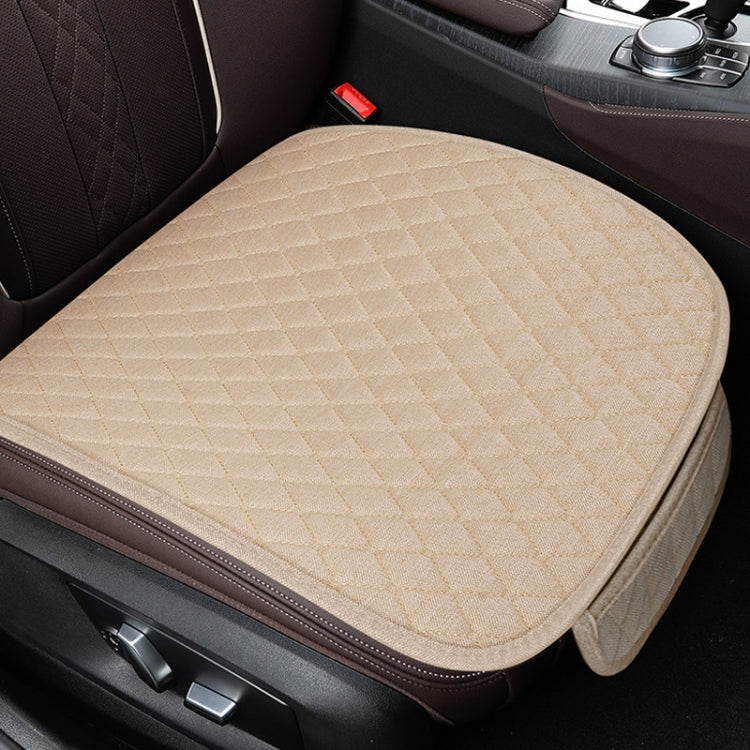 Non-Slip Rhombus Imitation Linen Car Seat Cushion, Color: Beige Front Row by buy2fix
