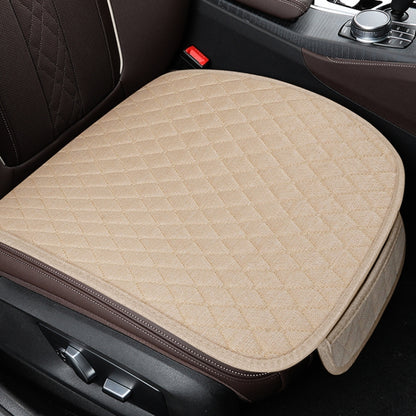 Non-Slip Rhombus Imitation Linen Car Seat Cushion, Color: Beige Front Row by buy2fix