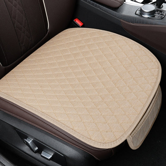 Non-Slip Rhombus Imitation Linen Car Seat Cushion, Color: Beige Front Row by buy2fix