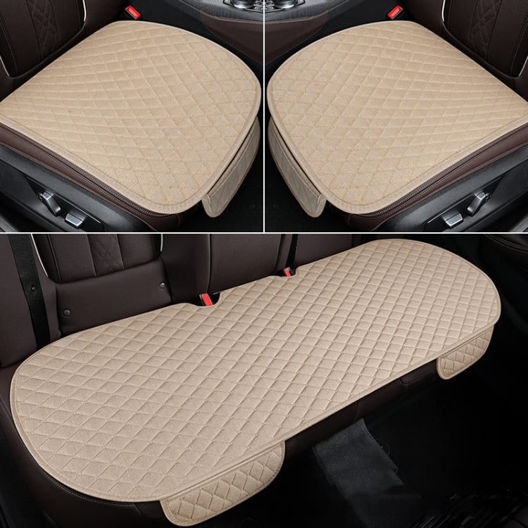 Non-Slip Rhombus Imitation Linen Car Seat Cushion, Color: Beige Front Row by buy2fix