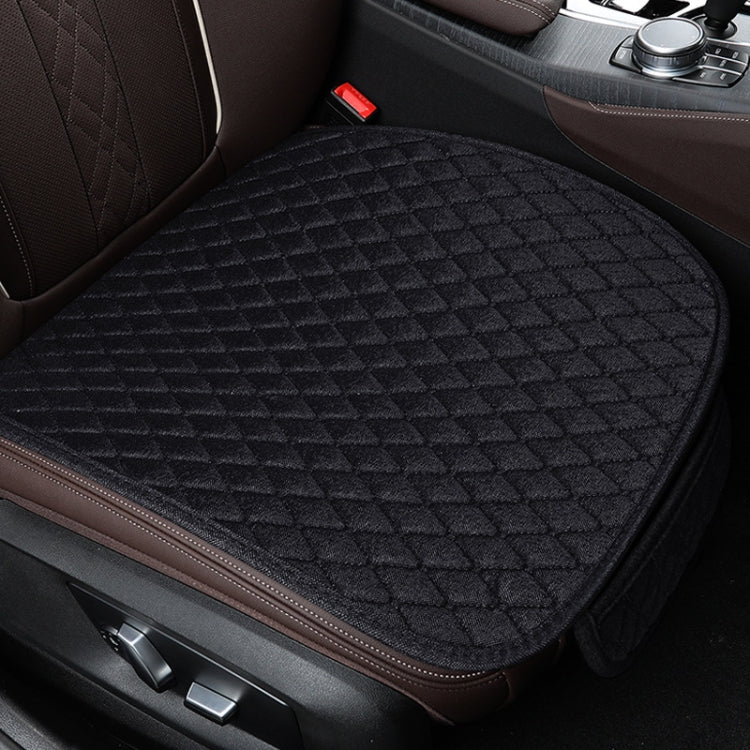 Non-Slip Rhombus Imitation Linen Car Seat Cushion, Color: Black Front Row by buy2fix