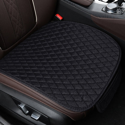 Non-Slip Rhombus Imitation Linen Car Seat Cushion, Color: Black Front Row by buy2fix