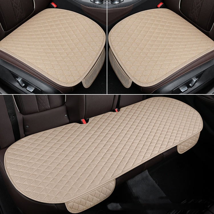 Non-Slip Rhombus Imitation Linen Car Seat Cushion, Color: Beige Back Row by buy2fix