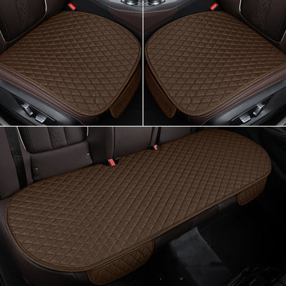 Non-Slip Rhombus Imitation Linen Car Seat Cushion, Color: Brown Back Row by buy2fix
